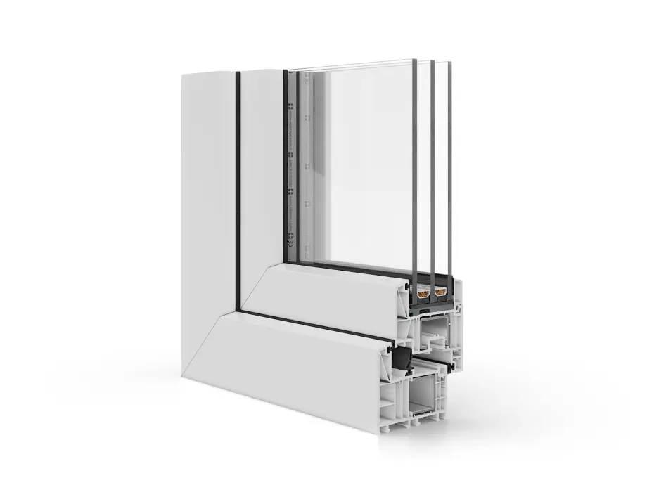 Coupe du profilé Bluevolution 82, profondeur 82 mm.