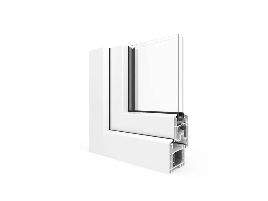 Coupe du profilé Ideal 4000, cinq chambres, profondeur 70 mm.
